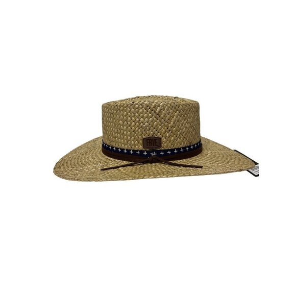 NEW! Frye Seagrass Straw Hat Wide Brim Kettle Leather Trim Men's One Size - Picture 1 of 8